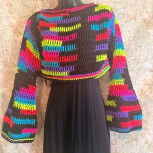 Vibrant Multicolor Crochet Crop Top